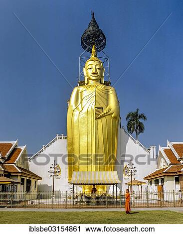 "Luang Pho Tho, 32 m tall Buddha statue of Wat Intharawihan, Wat Indra, monk, Bangkok, Central Thailand, Thailand, Asia" View Large Photo Image Stock Image - "Luang Pho Tho, 32 m tall Buddha statue of Wat Intharawihan, Wat Indra, monk, Bangkok, Central Thailand, Thailand, Asia". Fotosearch