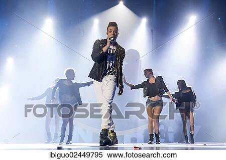 Stock Photography - "Luca Haenni, Swiss singer, model and winner of the talent show Deutschland sucht den Superstar, DSDS 2012, performing live at Energy Stars For Free in the Zurich Hallenstadion, Switzerland, Europe". Fotosearch