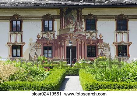 Lueftlmalerei, traditionally painted building facade, Pilatus House, Oberammergau, Upper Bavaria, Bavaria, Germany, Europe View Large Photo Image Stock Image - Lueftlmalerei, traditionally painted building facade, Pilatus House, Oberammergau, Upper Bavaria, Bavaria, Germany, Europe. Fotosearch