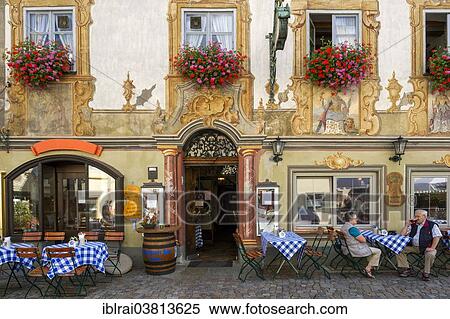 "Luftlmalerei on the facade of the Gasthof Alpenrose, Obermarkt, Mittenwald, Werdenfelser Land, Upper Bavaria, Bavaria, Germany, Europe" View Large Photo Image Stock Photography - "Luftlmalerei on the facade of the Gasthof Alpenrose, Obermarkt, Mittenwald, Werdenfelser Land, Upper Bavaria, Bavaria, Germany, Europe". Fotosearch
