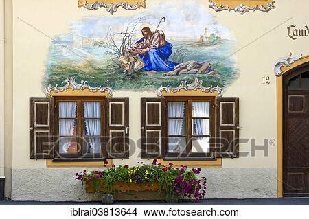 "Luftlmalerei, scene with shepherd, parable of the lost sheep, Landhaus Schandl, Mittenwald, Werdenfelser Land, Upper Bavaria, Bavaria, Germany, Europe" View Large Photo Image Picture - "Luftlmalerei, scene with shepherd, parable of the lost sheep, Landhaus Schandl, Mittenwald, Werdenfelser Land, Upper Bavaria, Bavaria, Germany, Europe". Fotosearch