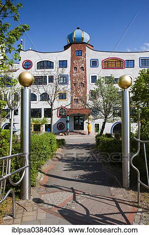 "Luther-Melanchthon-Gymnasium, designed by Friedensreich Hundertwasser, Lutherstadt Wittenberg, Saxony-Anhalt, Germany, Europe" View Large Photo Image Stock Image - "Luther-Melanchthon-Gymnasium, designed by Friedensreich Hundertwasser, Lutherstadt Wittenberg, Saxony-Anhalt, Germany, Europe". Fotosearch
