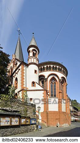 "Lutheran Church of St. Peter, Choir facade with round towers, Bacharach, UNESCO World Heritage Site, Rhineland-Palatinate, Germany, Europe" View Large Photo Image Stock Image - "Lutheran Church of St. Peter, Choir facade with round towers, Bacharach, UNESCO World Heritage Site, Rhineland-Palatinate, Germany, Europe". Fotosearch