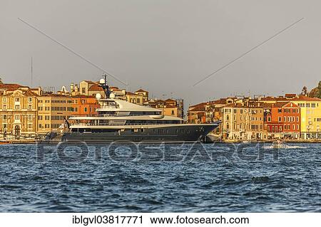 Stock Image - "Luxury yacht in the Bacino di San Marco, Venice, Italy, Europe". Fotosearch