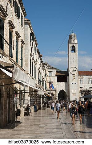 Stock Photography - "Luza Square and Bell Tower, historic town centre, Dubrovnik, Dalmatia, Croatia, Europe". Fotosearch