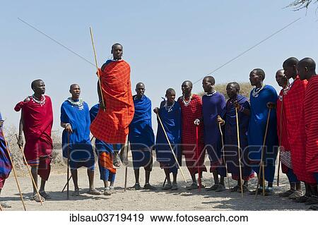 "Maasai, group of men and women dancing, one man jumping, Ngorongoro Conservation Area, Kiloki, Tanzania, Africa" View Large Photo Image Stock Photo - "Maasai, group of men and women dancing, one man jumping, Ngorongoro Conservation Area, Kiloki, Tanzania, Africa". Fotosearch