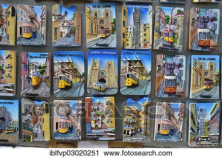 "Magnets with Electrico trams, tram motifs in a souvenir shop, Alfama, Lisbon, Lisbon District, Portugal, Europe" View Large Photo Image Stock Image - "Magnets with Electrico trams, tram motifs in a souvenir shop, Alfama, Lisbon, Lisbon District, Portugal, Europe". Fotosearch