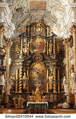 "Main altar, abbey church, Cistercian Abbey of Schlierbach, Traunviertel region, Upper Austria, Austria, Europe" View Large Photo Image Picture - "Main altar, abbey church, Cistercian Abbey of Schlierbach, Traunviertel region, Upper Austria, Austria, Europe". Fotosearch