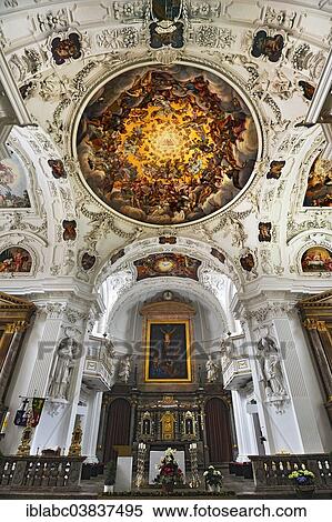 "Main altar and ceiling frescoes, Parish Church of St. Quirinus, Tegernsee, Upper Bavaria, Bavaria, Germany, Europe" View Large Photo Image Stock Photography - "Main altar and ceiling frescoes, Parish Church of St. Quirinus, Tegernsee, Upper Bavaria, Bavaria, Germany, Europe". Fotosearch
