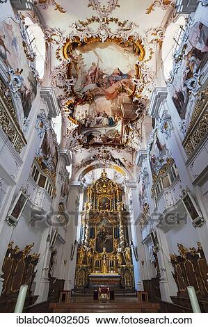 Stock Photography - "Main altar and ceiling frescoes, Kloster Indersdorf monastery, Markt Indersdorf, Upper Bavaria, Bavaria, Germany, Europe". Fotosearch