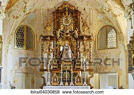 "Main altar with painting, chapel with Rococo interiors Pilgrimage Church of the Assumption, Hohenpeissenberg, Hoher Peissenberg, Pfaffenwinkel region, Upper Bavaria, Bavaria, Germany, Europe" View Large Photo Image Stock Photo - "Main altar with painting, chapel with Rococo interiors Pilgrimage Church of the Assumption, Hohenpeissenberg, Hoher Peissenberg, Pfaffenwinkel region, Upper Bavaria, Bavaria, Germany, Europe". Fotosearch
