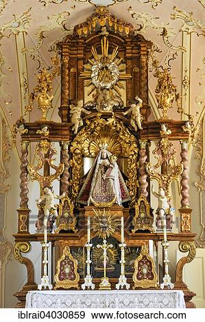 "Main altar with painting, chapel with Rococo interiors Pilgrimage Church of the Assumption, Hohenpeissenberg, Hoher Peissenberg, Pfaffenwinkel region, Upper Bavaria, Bavaria, Germany, Europe" View Large Photo Image Stock Photo - "Main altar with painting, chapel with Rococo interiors Pilgrimage Church of the Assumption, Hohenpeissenberg, Hoher Peissenberg, Pfaffenwinkel region, Upper Bavaria, Bavaria, Germany, Europe". Fotosearch