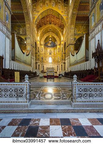 "Main apse with portrait of the ruler of the world or Christ Pantocrator, Byzantine gold-based mosaic in the Cathedral of Monreale or Santa Maria Nuova, Monreale, Sicily, Italy, Europe" View Large Photo Image Stock Photo - "Main apse with portrait of the ruler of the world or Christ Pantocrator, Byzantine gold-based mosaic in the Cathedral of Monreale or Santa Maria Nuova, Monreale, Sicily, Italy, Europe". Fotosearch