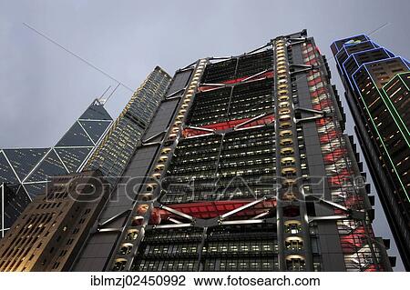 Stock Image - "Main building of the HSBC Bank, modern architecture by architect Sir Norman Foster in Statue Square, Chung Wan, Central District, Hong Kong Island, Hong Kong, China, Asia". Fotosearch