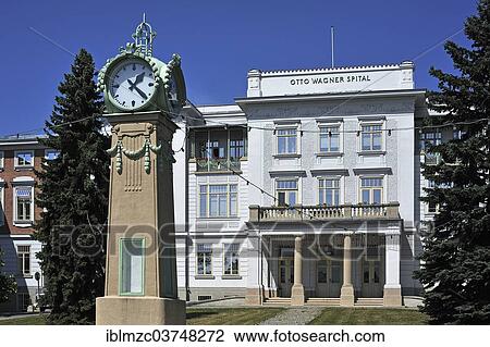 "Main building of the Otto Wagner Hospital, Viennese Art Nouveau standing clock on the left, built around 1900 according to a design by Otto Wagner, Vienna, Vienna State, Austria, Europe" View Large Photo Image Stock Image - "Main building of the Otto Wagner Hospital, Viennese Art Nouveau standing clock on the left, built around 1900 according to a design by Otto Wagner, Vienna, Vienna State, Austria, Europe". Fotosearch