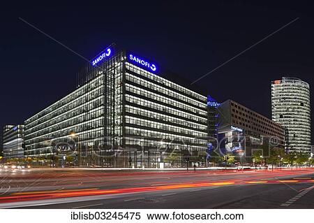 Stock Photography - "Main building of the Sony Center at Potsdamer Platz square, in the evening, Mitte, Berlin, Berlin, Germany, Europe". Fotosearch