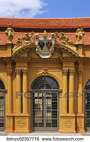 "Main entrance gate to the Orangery with the alliance coat of arms of the margraves surrounded by deities, the Orangery was planned and built by Gottfried von Gedeler, 1704-1706, Erlangen, Middle Franconia, Bavaria, Germany, Europe" View Large Photo Image Stock Photograph - "Main entrance gate to the Orangery with the alliance coat of arms of the margraves surrounded by deities, the Orangery was planned and built by Gottfried von Gedeler, 1704-1706, Erlangen, Middle Franconia, Bavaria, Germany, Europe". Fotosearch