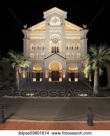 "Main facade of the Saint Nicholas Cathedral in the evening, Principality of Monaco" View Large Photo Image Picture - "Main facade of the Saint Nicholas Cathedral in the evening, Principality of Monaco". Fotosearch