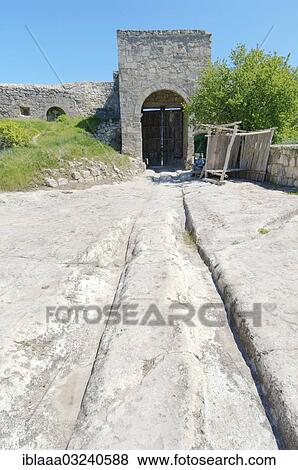 "Main gate of the medieval fortress, Chufut-Kale, near Bakhchysarai, Crimea, Ukraine, Europe" View Large Photo Image Stock Photo - "Main gate of the medieval fortress, Chufut-Kale, near Bakhchysarai, Crimea, Ukraine, Europe". Fotosearch