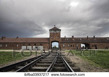 "Main guard house and train tracks, Auschwitz II-Birkenau extermination camp, Oswiecim, Poland, Europe" View Large Photo Image Stock Photo - "Main guard house and train tracks, Auschwitz II-Birkenau extermination camp, Oswiecim, Poland, Europe". Fotosearch