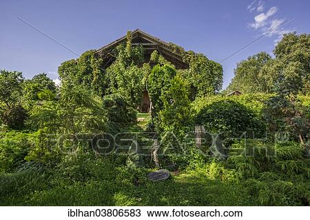 Stock Image - "Main house, Mazurski Eden or Masurian Garden of Eden, reconstruction of Galindian culture, Gmina Ruciane-Nida, Warmian-Masurian Voivodeship, Poland, Europe". Fotosearch