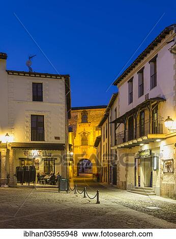 "Main square at night, Covarrubias, Castile and Leon, Spain, Europe" View Large Photo Image Stock Photo - "Main square at night, Covarrubias, Castile and Leon, Spain, Europe". Fotosearch