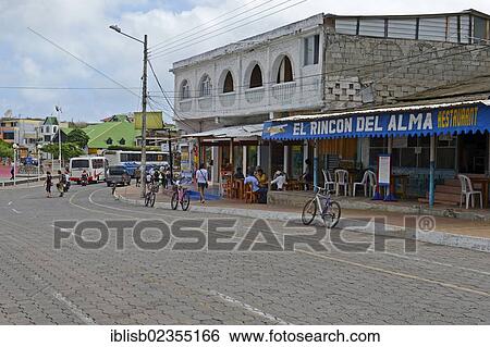 "Main street of Puerto Ayora, with shops and restaurants, Santa Cruz Island, Indefatigable Iceland, Galapagos Islands, Ecuador, South America" View Large Photo Image Stock Photograph - "Main street of Puerto Ayora, with shops and restaurants, Santa Cruz Island, Indefatigable Iceland, Galapagos Islands, Ecuador, South America". Fotosearch