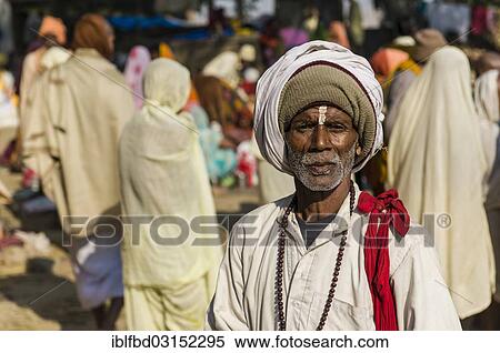Stock Photography - "Man at Kumbha Mela grounds, Allahabad, Uttar Pradesh, India, Asia". Fotosearch