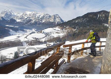 "Man hiking on the Soleleitungsweg route to Berchtesgaden, Berchtesgadener Land, Bavaria, Germany, Europe" View Large Photo Image Stock Photograph - "Man hiking on the Soleleitungsweg route to Berchtesgaden, Berchtesgadener Land, Bavaria, Germany, Europe". Fotosearch