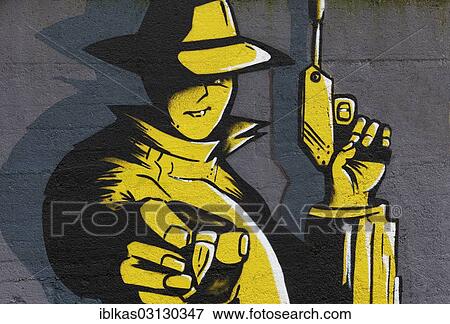 "Man holding a pistol and holding a bullet in his outstretched hand, graffiti, Meiderich, Duisburg, Ruhr district, North Rhine-Westphalia, Germany, Europe" View Large Photo Image Stock Photo - "Man holding a pistol and holding a bullet in his outstretched hand, graffiti, Meiderich, Duisburg, Ruhr district, North Rhine-Westphalia, Germany, Europe". Fotosearch
