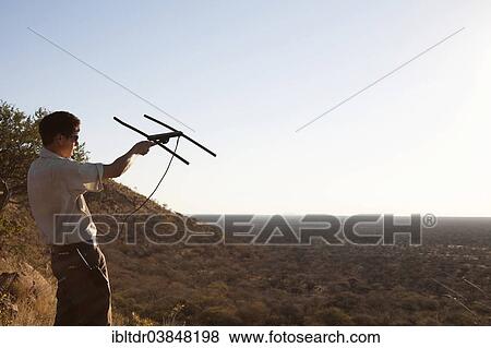 "Man is radio tracking a leopard at the Okonjima Lodge, Namibia, Africa" View Large Photo Image Stock Photo - "Man is radio tracking a leopard at the Okonjima Lodge, Namibia, Africa". Fotosearch