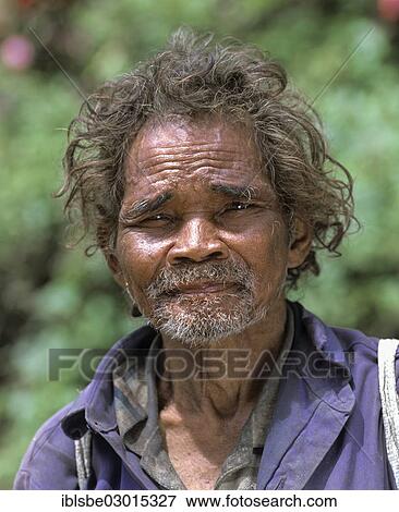 Stock Photo - "Man of the ethnic group of the Orang Asli people, portrait, Cameron Highlands, Cameron Highlands, Pahang, Malaysia, Asia". Fotosearch