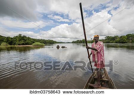 "Man steering a pirogue on the Moa River at Tiwai Island Wildlife Sanctuary, Tiwai Island, Southern Province, Sierra Leone, Africa" View Large Photo Image Stock Image - "Man steering a pirogue on the Moa River at Tiwai Island Wildlife Sanctuary, Tiwai Island, Southern Province, Sierra Leone, Africa". Fotosearch