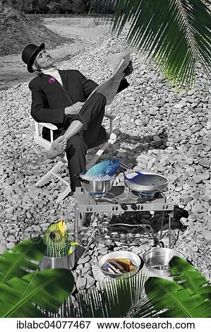 "Man with bowler hat with camping equipment, fish and gas cooker, Isar, Bavaria, Germany, Europe" View Large Photo Image Stock Photo - "Man with bowler hat with camping equipment, fish and gas cooker, Isar, Bavaria, Germany, Europe". Fotosearch