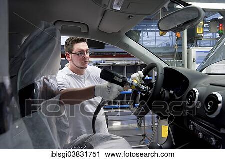 "Man working on the production line of the Audi A3 at the Audi plant, Ingolstadt, Bavaria, Germany, Europe" View Large Photo Image Stock Image - "Man working on the production line of the Audi A3 at the Audi plant, Ingolstadt, Bavaria, Germany, Europe". Fotosearch