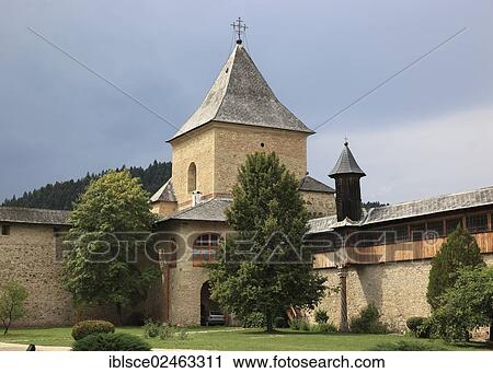 Stock Image - "Manastirea Sucevita, Sucevita Monastery, Churches of Moldavia, UNESCO World Heritage Site, Romania, Europe". Fotosearch