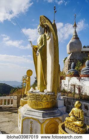 Stock Photo - "Manauhla Pagoda in the mountains, near Kalaw, Shan State, Myanmar, Asia". Fotosearch