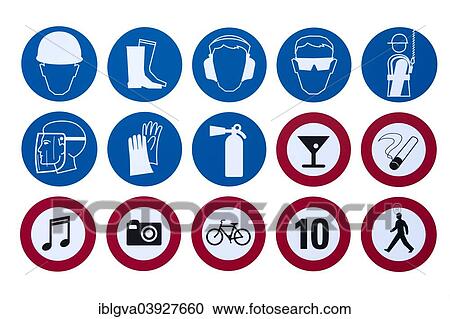 "Mandatory and prohibition signs, protection for workers at a construction site" View Large Photo Image Stock Image - "Mandatory and prohibition signs, protection for workers at a construction site". Fotosearch