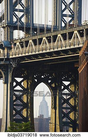 Stock Photo - "Manhattan Bridge and the Empire State Building, Manhattan, New York City, New York, United States, North America". Fotosearch