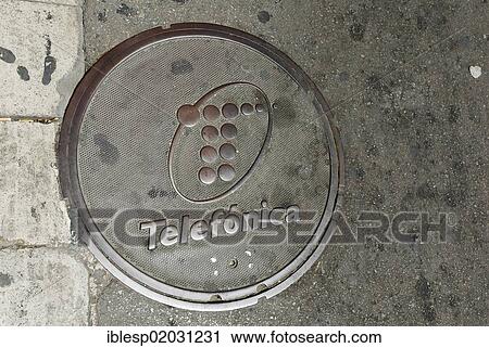 Stock Image - "Manhole cover, Barcelona, Catalonia, Spain, Europe". Fotosearch