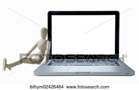 "Manikin leaning against a laptop computer, symbolic image for burnout, taking a break" View Large Photo Image Picture - "Manikin leaning against a laptop computer, symbolic image for burnout, taking a break". Fotosearch