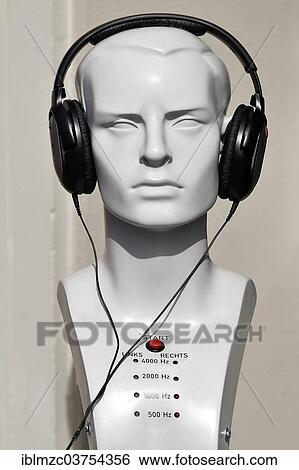 "Mannequin's head with headphones, Dinkelsbuhl, Middle Franconia, Bavaria, Germany, Europe" View Large Photo Image Stock Photograph - "Mannequin's head with headphones, Dinkelsbuhl, Middle Franconia, Bavaria, Germany, Europe". Fotosearch