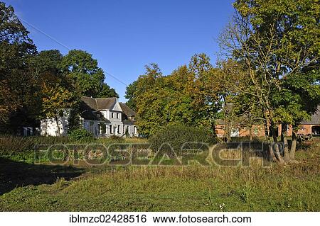 Stock Photograph - "Manor house of an old estate, around 1900, Othenstorf, Mecklenburg-Western Pomerania, Germany, Europe, PublicGround, Europe". Fotosearch