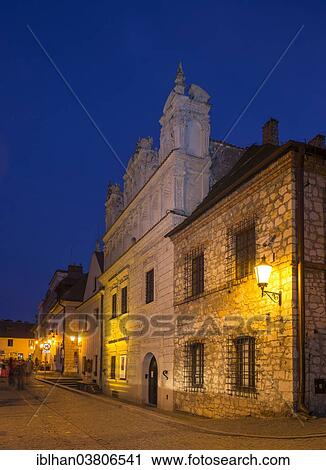 Stock Image - "Mansion at night, Cholewianka, Kazimierz Dolny, Lublin Voivodeship, Poland, Europe". Fotosearch