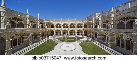 Stock Photo - "Manueline cloister by Joao de Castilho, Mosteiro dos Jeronimos, Jeronimos Monastery, UNESCO World Cultural Heritage Site, Belem, Lisbon, Lisbon District, Portugal, Europe". Fotosearch