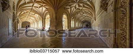 Stock Photo - "Manueline cloister by Joao de Castilho, Mosteiro dos Jeronimos, Jeronimos Monastery, UNESCO World Cultural Heritage Site, Belem, Lisbon, Lisbon District, Portugal, Europe". Fotosearch