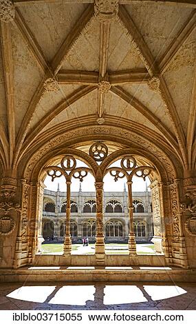 Stock Photography - "Manueline cloister by Joao de Castilho, Mosteiro dos Jeronimos, Jeronimos Monastery, UNESCO World Cultural Heritage Site, Belem, Lisbon, Lisbon District, Portugal, Europe". Fotosearch