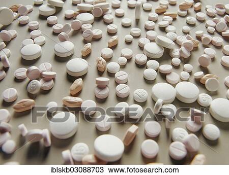 Stock Image - Many different tablets. Fotosearch