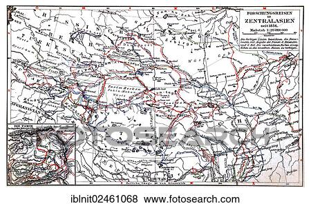 "Map, explorations in Central Asia, illustration, Meyers Konversations-Lexikon encyclopedia, 1897" View Large Photo Image Stock Photo - "Map, explorations in Central Asia, illustration, Meyers Konversations-Lexikon encyclopedia, 1897". Fotosearch