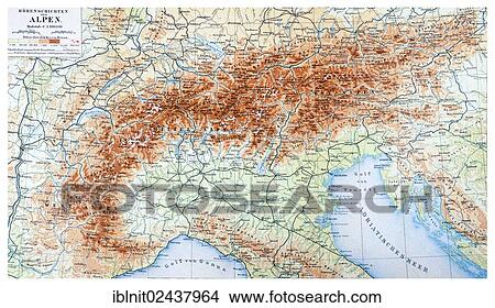 "Map of the Alps, an illustration from Meyers Konversations-Lexikon, an encyclopedia from 1897" View Large Photo Image Picture - "Map of the Alps, an illustration from Meyers Konversations-Lexikon, an encyclopedia from 1897". Fotosearch